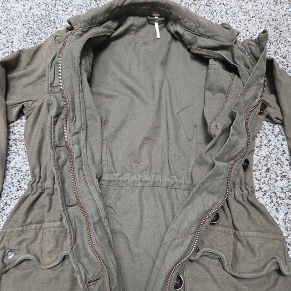 Free People Woman's Size Small Petite Military Style Utility Jacket Green‎ - Picture 7 of 11